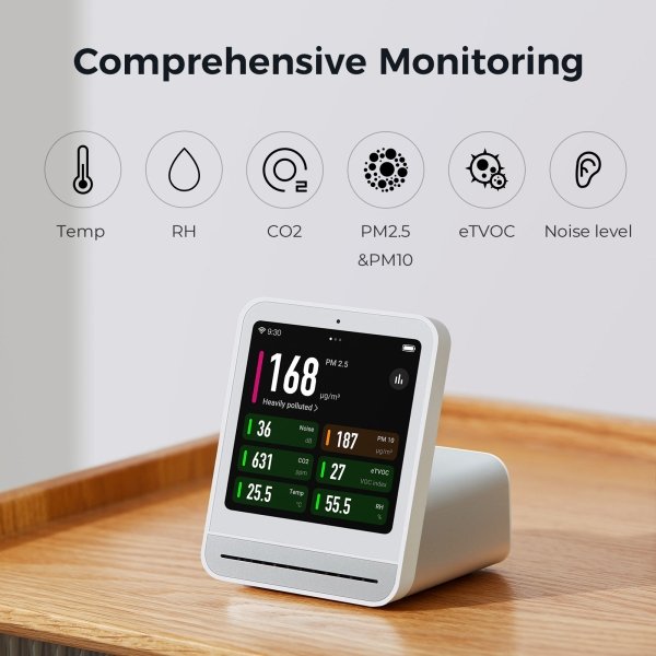 QP PRO 2 7in1 Air Quality Monitor-Sensor with CO2 & VOC Air Sensor - Image 3