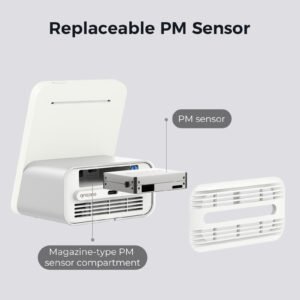 QP Pro 2 Air Quality Monitor with its removable PM sensor and sensor compartment exposed