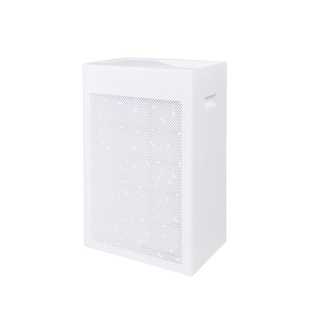 SA600 Air Purifier with a perforated front panel and side handle on a white background