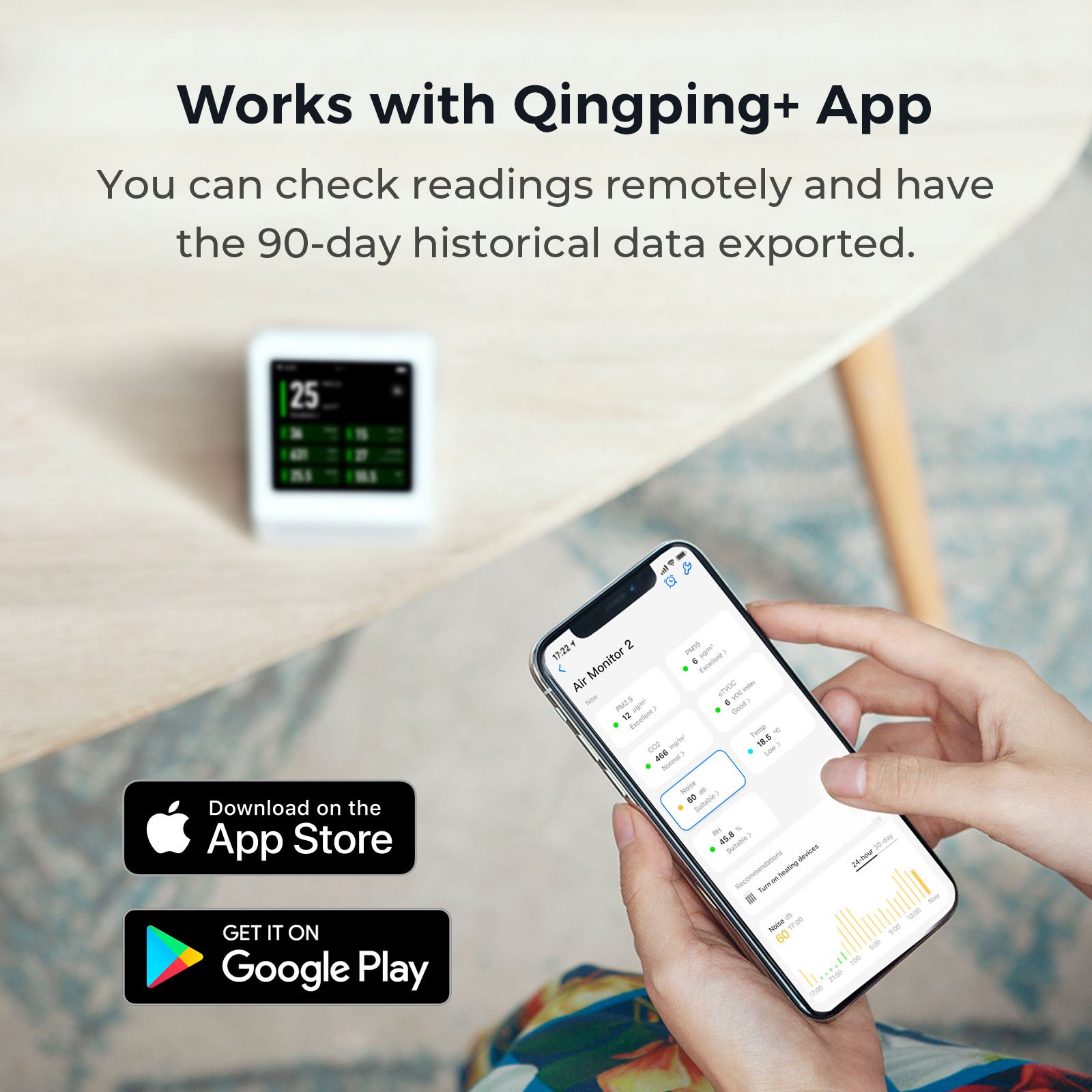 QP PRO 2 7in1 Air Quality Monitor-Sensor with CO2 & VOC Air Sensor - Image 6